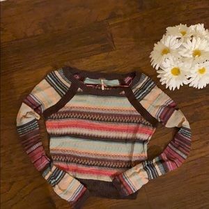 Free People Twinkle Stars striped scoop neck cropped sweater